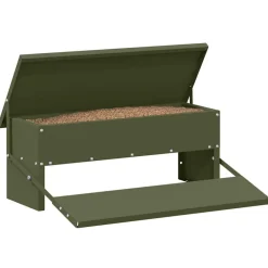 vidaXL Comedero de Pedal para Pollos 48,5 x 39,5 x 19 cm Verde oliva Clearance