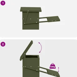 vidaXL Comedero de Pedal para Pollos 48,5 x 39,5 x 19 cm Verde oliva Clearance