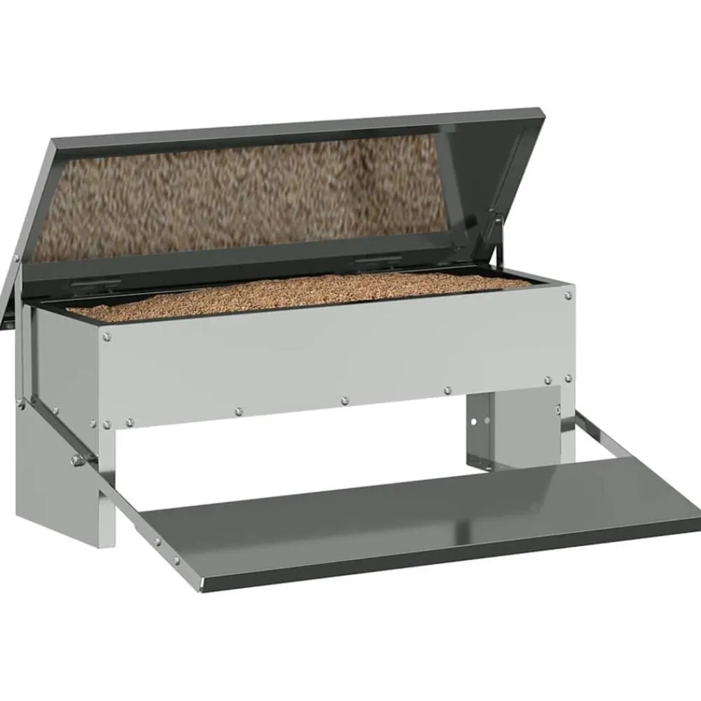 vidaXL Comedero de Pedal para Pollos 48,5 x 39,5 x 19 cm Plateado Online
