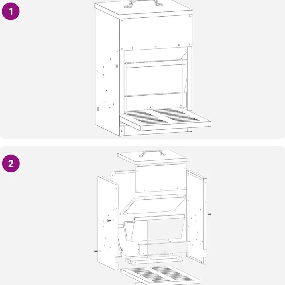 vidaXL Productos Para Mascotas-Comedero de Pedal para Pollos Plateado 25 x 42 x 40 cm