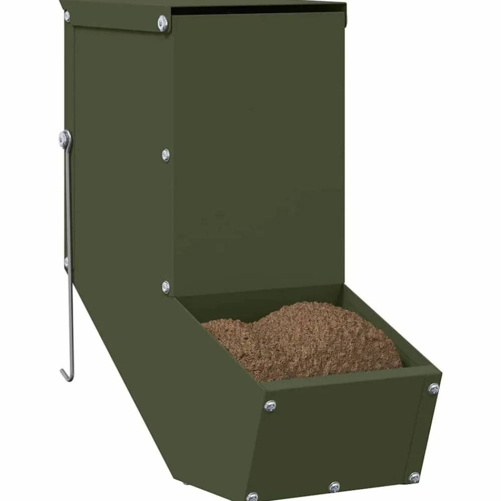 vidaXL Comedero para Conejos 12,5 x 26 x 28,5 cm Verde oliva Clearance