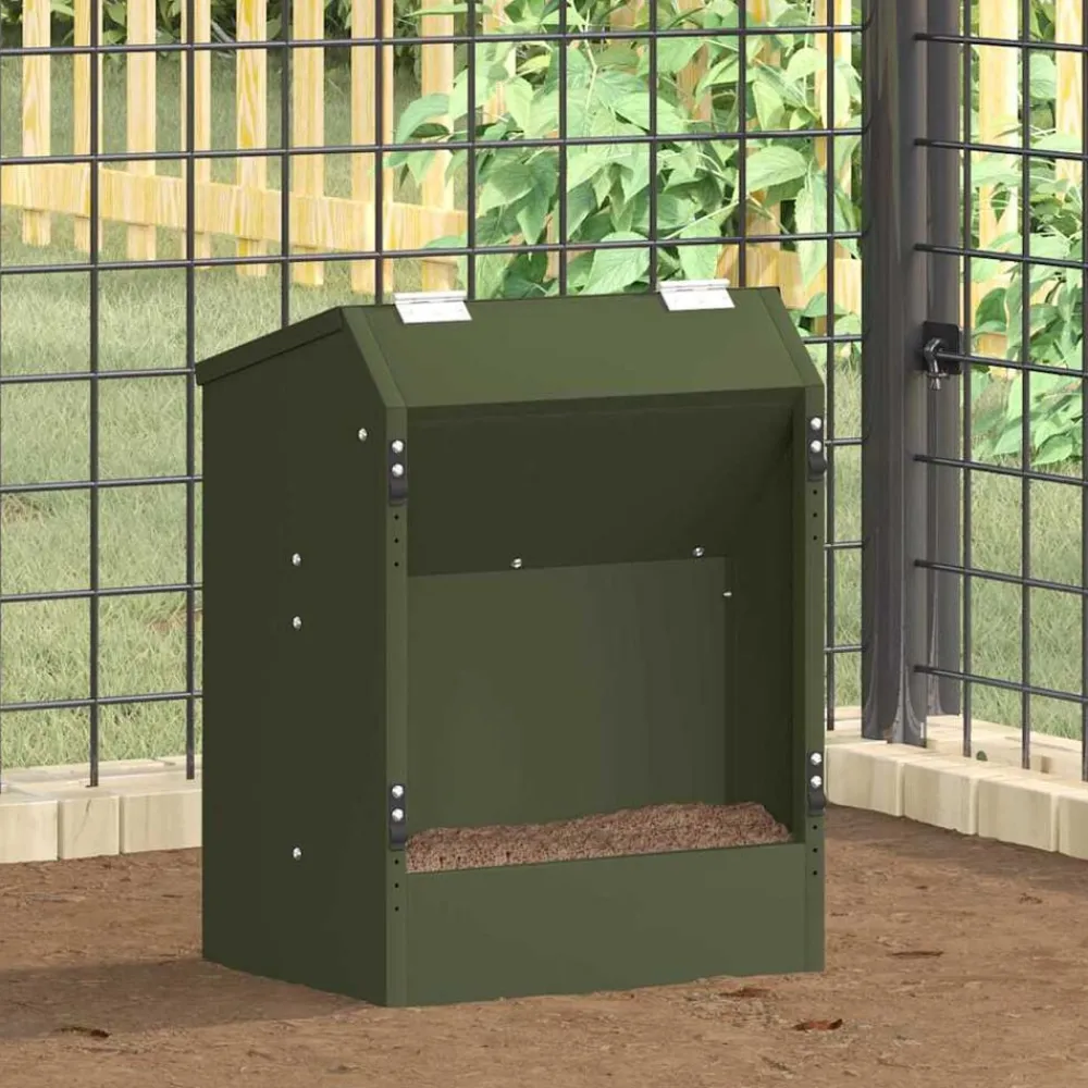 vidaXL Comedero para Conejos 64.5 x 25.5 x 45.5 cm Verde oliva