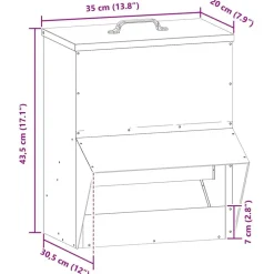 vidaXL Productos Para Mascotas-Comedero para pollos Plateado 20 x 25 x 35 cm