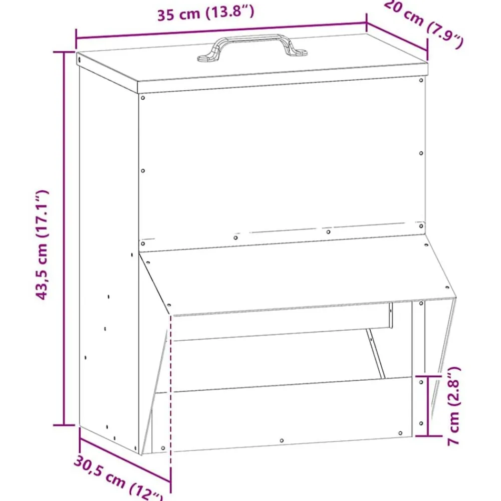 vidaXL Productos Para Mascotas-Comedero para pollos Plateado 20 x 25 x 35 cm