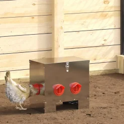 vidaXL Productos Para Mascotas-Comedero para pollos Plateado 40,5 x 25 x 38 cm