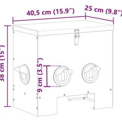 vidaXL Productos Para Mascotas-Comedero para pollos Plateado 40,5 x 25 x 38 cm