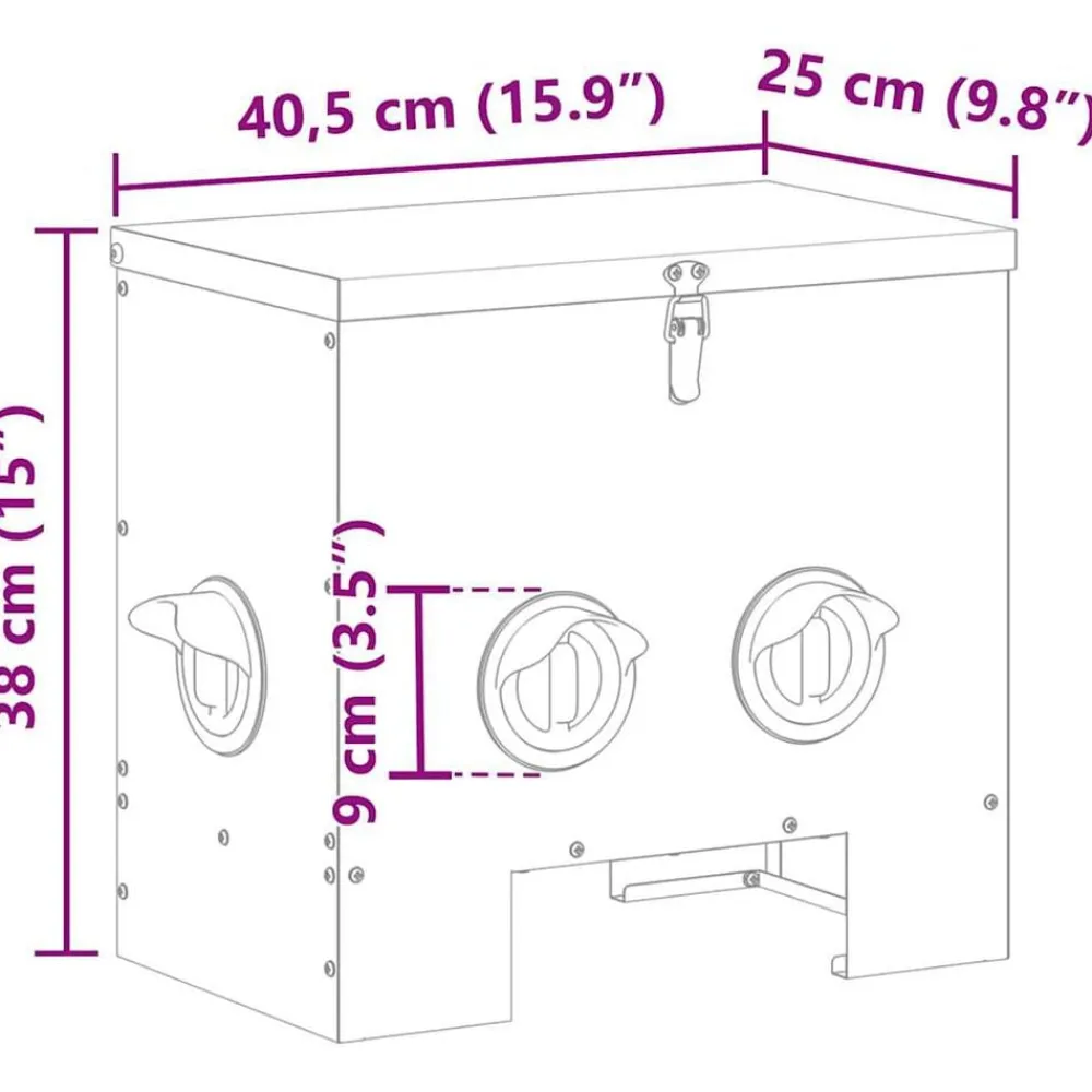 vidaXL Productos Para Mascotas-Comedero para pollos Plateado 40,5 x 25 x 38 cm
