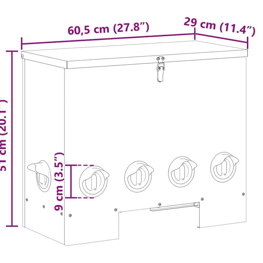 vidaXL Productos Para Mascotas-Comedero para pollos 2 pcs 60,5 x 29 x 51 cm