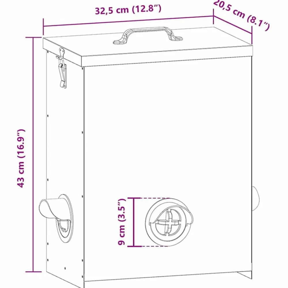 vidaXL Comedero para pollos Plateado 32,5 x 20,5 x 43 cm Acero galvanizado Discount