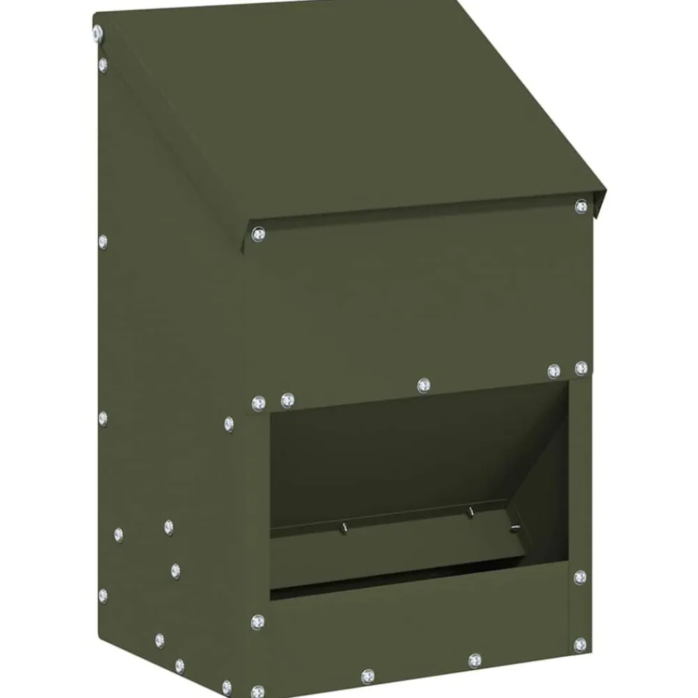 vidaXL Comedero para pollos 21 x 16 x 33 cm Verde oliva Discount