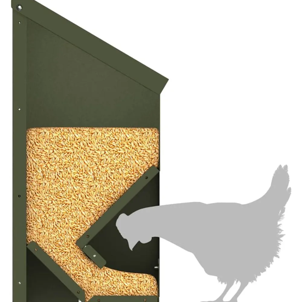 vidaXL Comedero para pollos 21 x 16 x 33 cm Verde oliva Discount