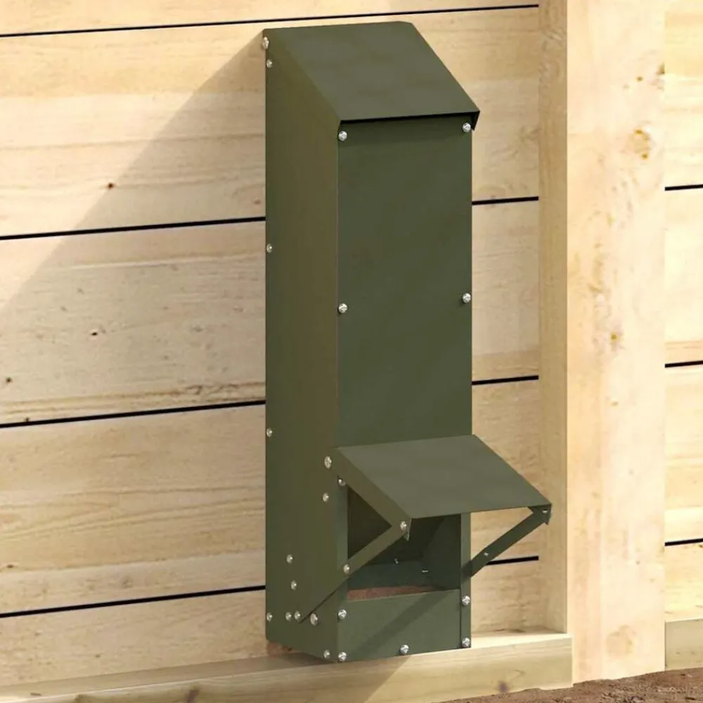vidaXL Comedero para pollos 13 x 12 x 51 cm Verde oliva New