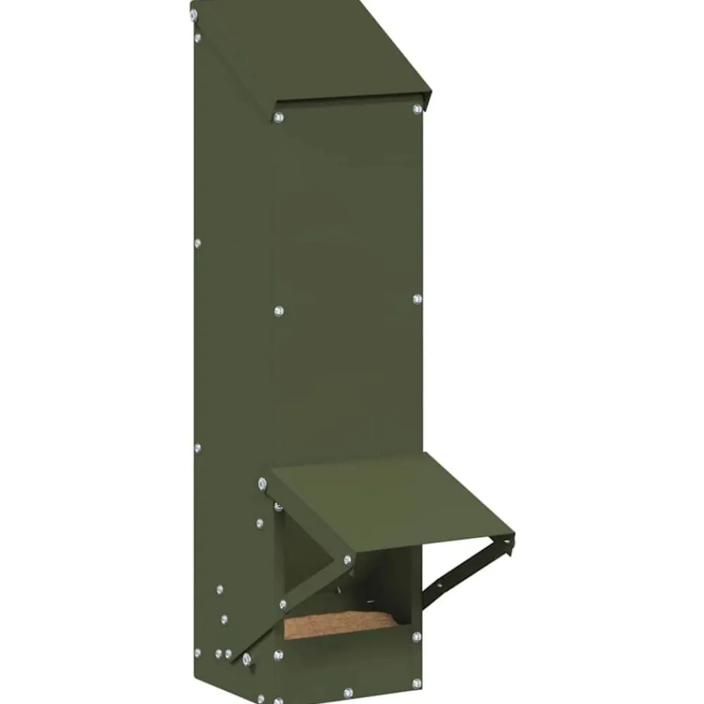 vidaXL Comedero para pollos 13 x 12 x 51 cm Verde oliva New