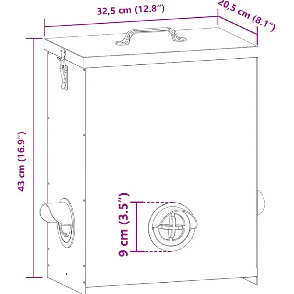 vidaXL Productos Para Mascotas-Comedero para pollos 32,5 x 20,5 x 43 cm