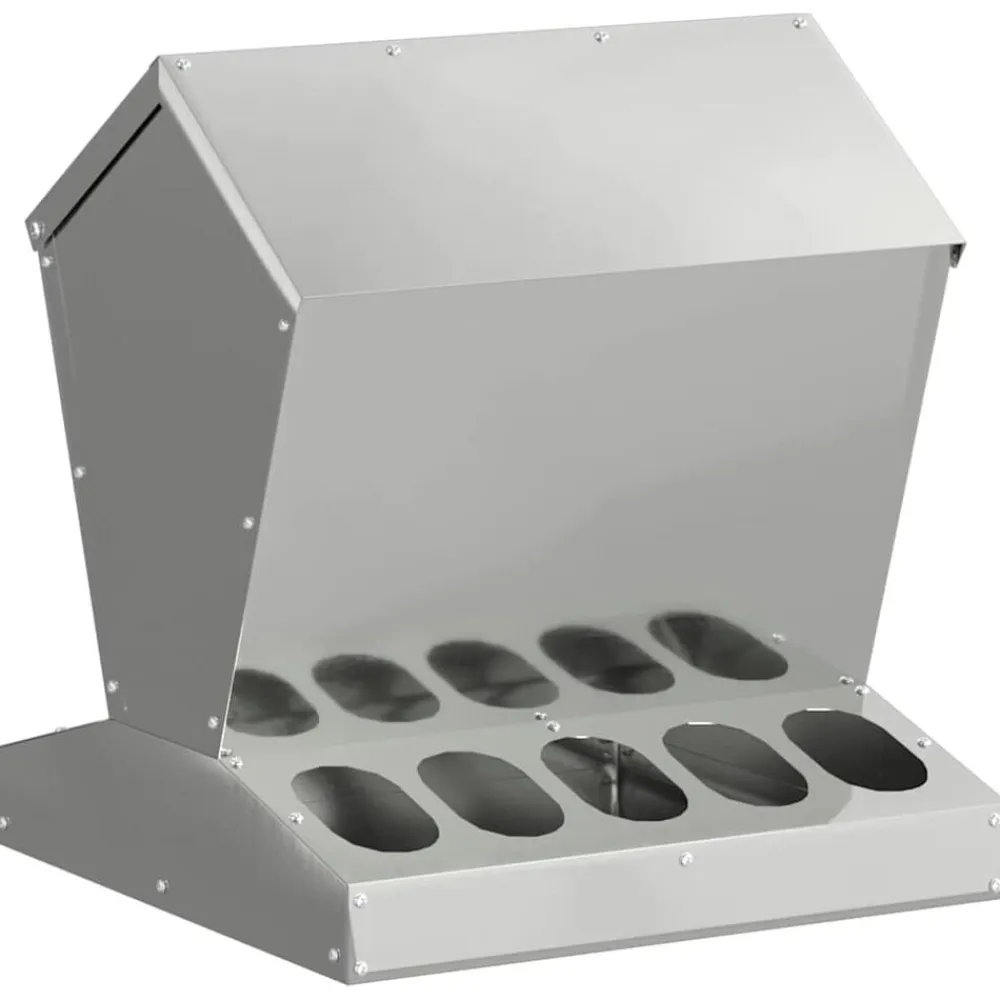 vidaXL Comedero para pollos Plateado 40 x 40 x 45 cm Acero galvanizado