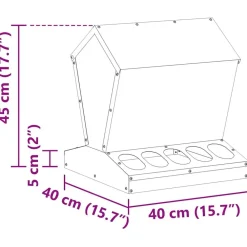 vidaXL Comedero para pollos Plateado 40 x 40 x 45 cm Acero galvanizado