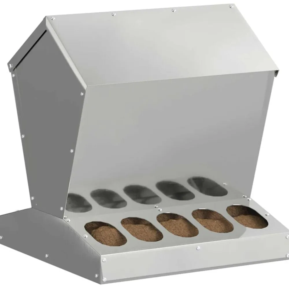 vidaXL Comedero para pollos Plateado 40 x 40 x 45 cm Acero galvanizado