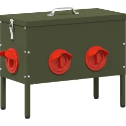 vidaXL Comedero para pollos 41,5 x 20,5 x 33 cm Verde oliva Hot