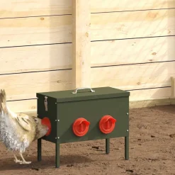 vidaXL Comedero para pollos 41,5 x 20,5 x 33 cm Verde oliva Hot