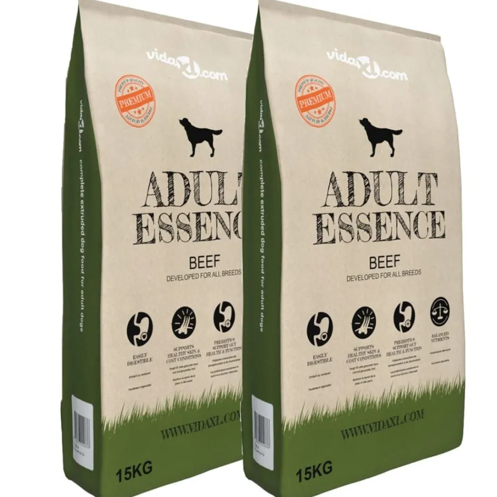 vidaXL Productos Para Mascotas-Comida seca para perros Adult Essence Beef 2 uds 30 kg