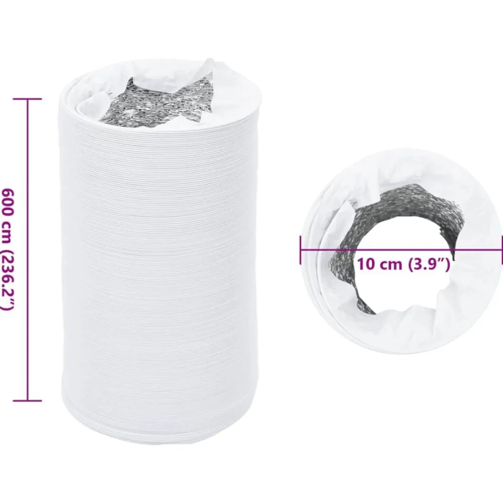 vidaXL Conducto de ventilación de aluminio y PVC 6 m Ø10 cm Clearance