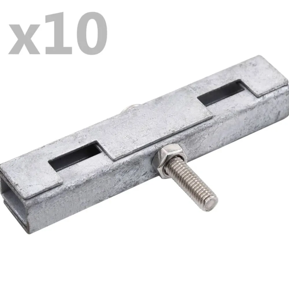 vidaXL Conector de enrejados en U para jardín 10 sets Plateado Outlet
