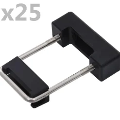 vidaXL Conector en U con plástico para postes de valla 25 sets 60x40mm Negro y plateado Sale