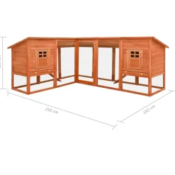 vidaXL Productos Para Mascotas-Conejera de exterior con corredor madera maciza abeto marrón