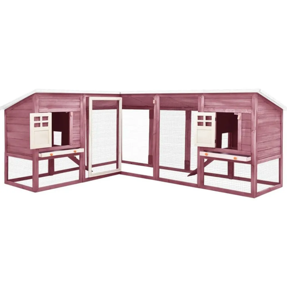 vidaXL Conejera de exterior con corredor madera de abeto y blanco Moca Best