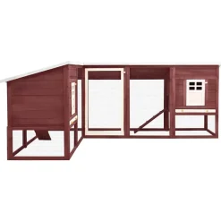 vidaXL Conejera de exterior con corredor madera de abeto y blanco Moca Best