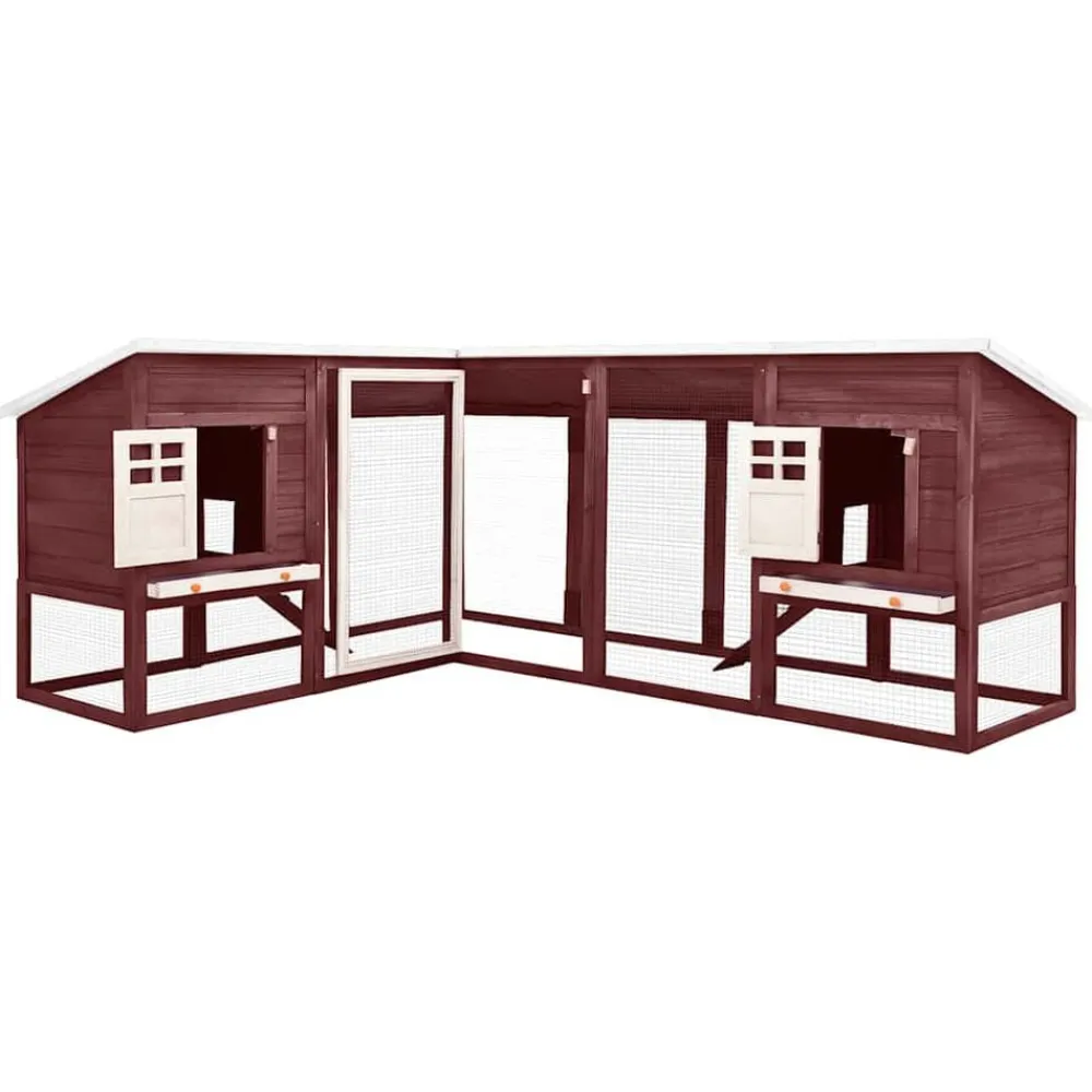 vidaXL Conejera de exterior con corredor madera de abeto y blanco Moca Best