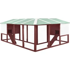 vidaXL Conejera de exterior con corredor madera de abeto y blanco Moca Best