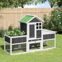 vidaXL Productos Para Mascotas-Conejera de madera maciza de pino 170x63x113 cm