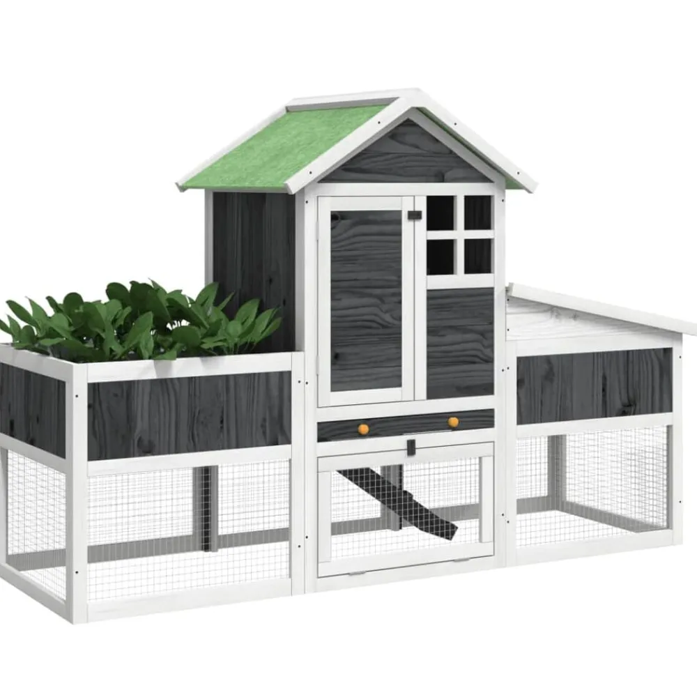 vidaXL Productos Para Mascotas-Conejera de madera maciza de pino 170x63x113 cm