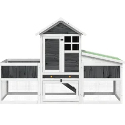 vidaXL Productos Para Mascotas-Conejera de madera maciza de pino 170x63x113 cm