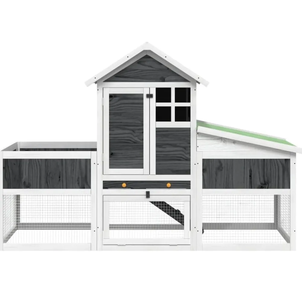 vidaXL Productos Para Mascotas-Conejera de madera maciza de pino 170x63x113 cm