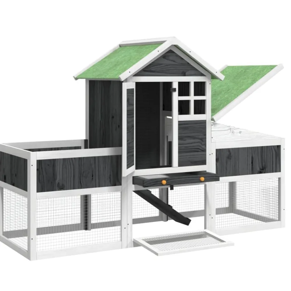 vidaXL Productos Para Mascotas-Conejera de madera maciza de pino 170x63x113 cm