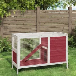 vidaXL Productos Para Mascotas-Conejera de madera maciza de pino mocha 103x44x69,5 cm