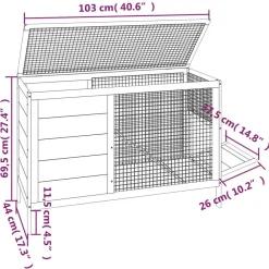 vidaXL Productos Para Mascotas-Conejera de madera maciza de pino mocha 103x44x69,5 cm