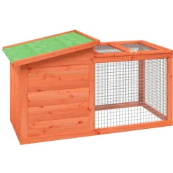 vidaXL Productos Para Mascotas-Conejera de madera maciza de pino marrón 100,5x54x55 cm