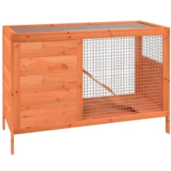 vidaXL Conejera de madera maciza de pino marrón 103x44x69,5 cm Marr&oacute;n
