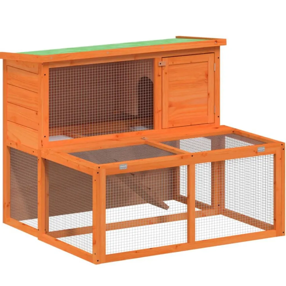 vidaXL Conejera de madera maciza de pino marrón 102x90x84,5 cm Marrón Best