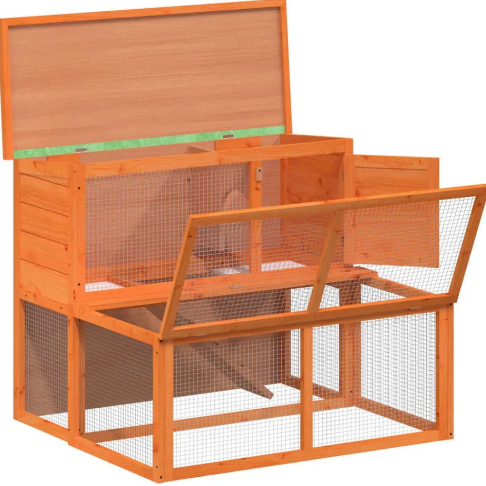 vidaXL Conejera de madera maciza de pino marrón 102x90x84,5 cm Marrón Best