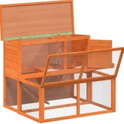 vidaXL Conejera de madera maciza de pino marrón 102x90x84,5 cm Marrón Best