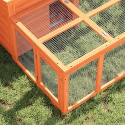 vidaXL Conejera de madera maciza de pino marrón 144x123x67,5 cm Marr&oacute;n Clearance