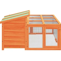 vidaXL Conejera de madera maciza de pino marrón 144x123x67,5 cm Marr&oacute;n Clearance