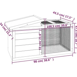 vidaXL Conejera de madera maciza de pino 100,5x54x55 cm Gris Discount