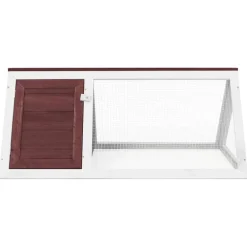 vidaXL Conejera jaula de animales de madera marrón Marr&oacute;n y blanco New