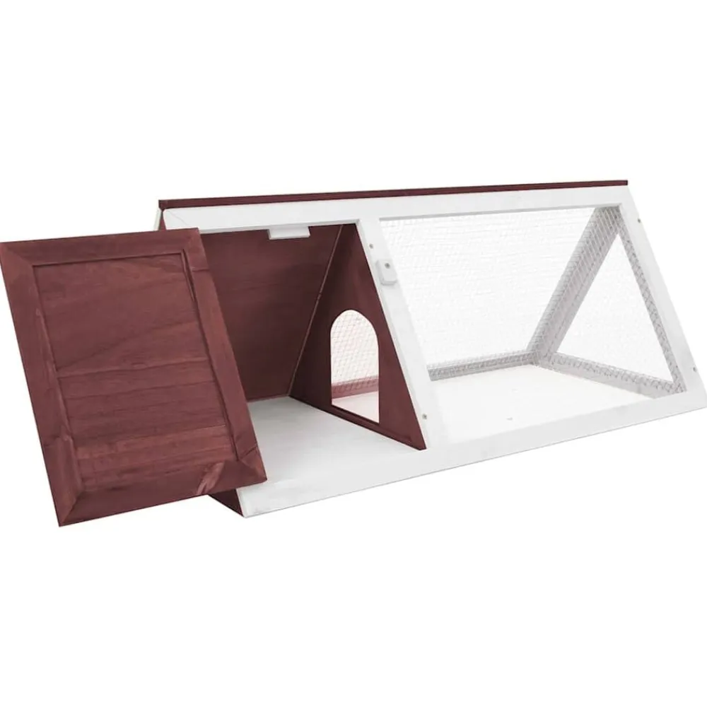 vidaXL Conejera jaula de animales de madera marrón Marrón y blanco New