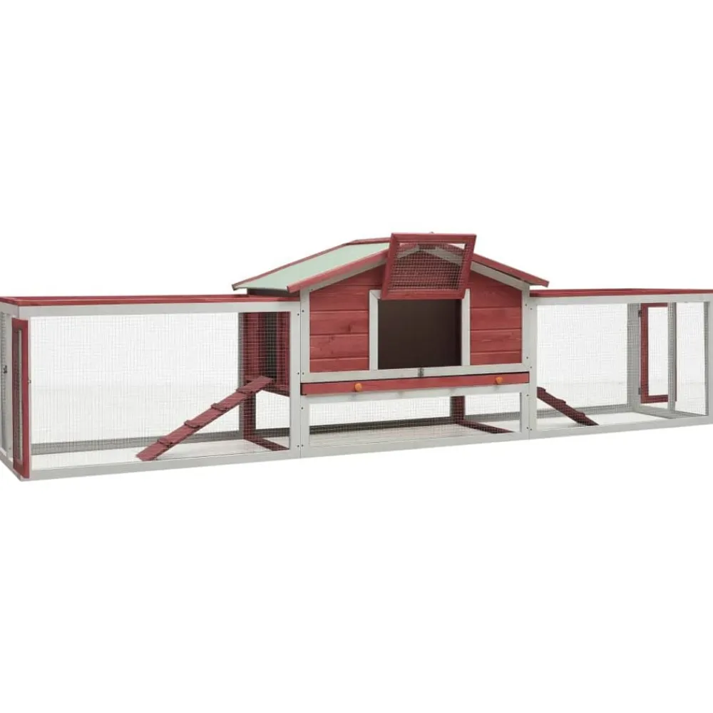 vidaXL Productos Para Mascotas-Conejera madera maciza pino y abeto 310x70x87 cm